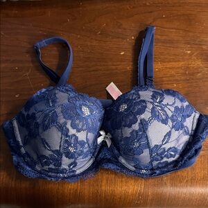 Victoria's Secret Body by Victoria Limited Demi Navy Floral Lace Bra 38C